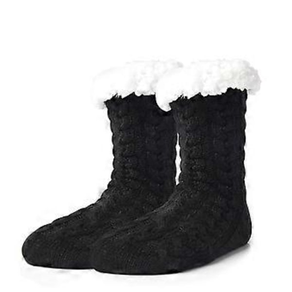 Herre Fuzzy Sutsko Strømper Fluffy Hyggelige Hytte Vinter Varme Fleece Bløde Tykke Komfortable Anti-Slip Julegave Strømper Sort