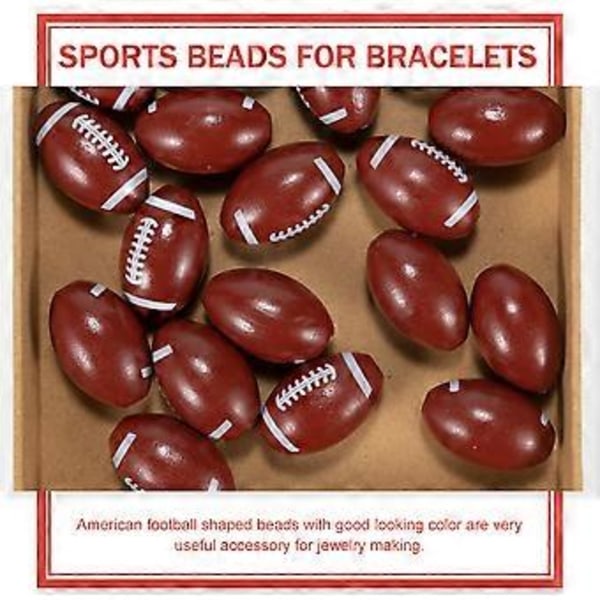 50 st Smyckestillverkning Amerikansk Fotboll Pärlor Trä Sport Pärlor för DIY Armband Halsband