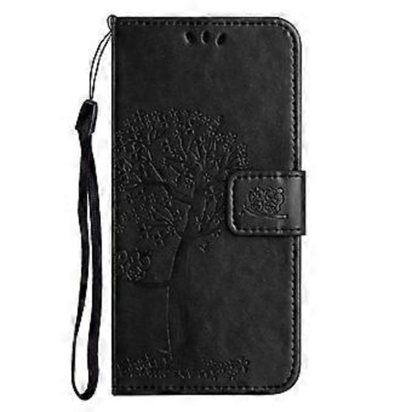 Til Motorola Moto G35 5G Etui PU Læder Ugle Træ Præget Pung Telefon Cover (Style A)