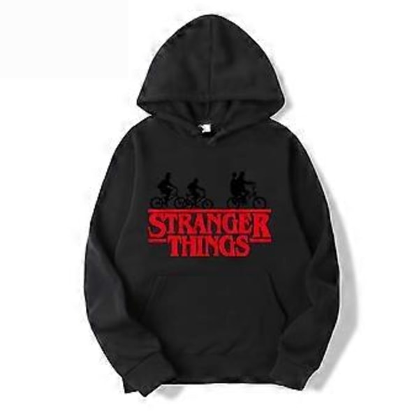 Stranger Things Tema Tenåringer Menn Genser Lang Ermet Hettestrikket Genser Pullover Topper 1(L Svart)