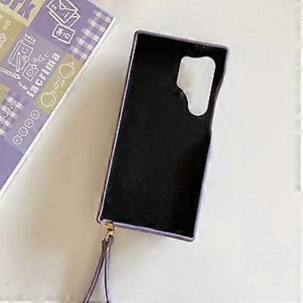 Til Samsung Galaxy S23 Ultra Etui Spejldesign PU Læder Bagcover med Kortlommer, Håndledsrem (Style H)