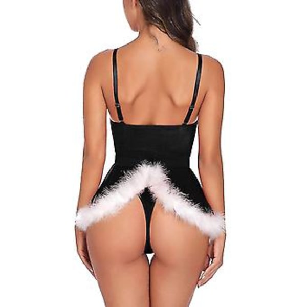 Damunderkläder Set Nattkläder Stålring Pyjamas Strumpebandsklänning Set Sexig Jul Plysch Slank Klänning Jultomten Cosplay Kostym (M Grön)