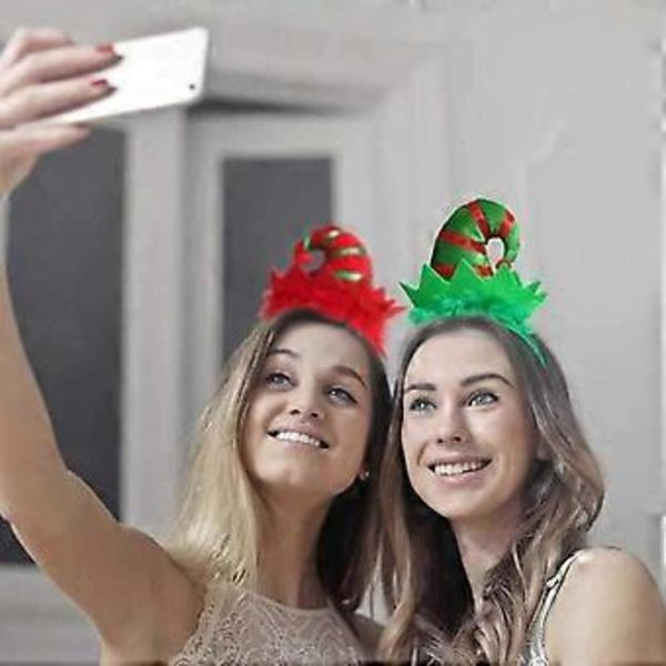 Julehovedbånd, Flerfarvet Elf Hat Hovedbånd med 3D Hat Mønstre til Jul og Feriefest