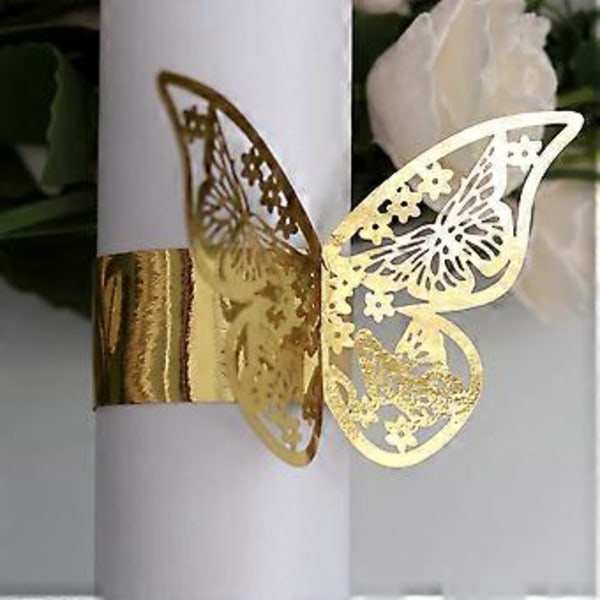 Servietringe Bryllup Festlig Håndklædeholder Butterfly Perlemorspapir Spænde Middagsbordets Tilbehør (10 stk Guld)
