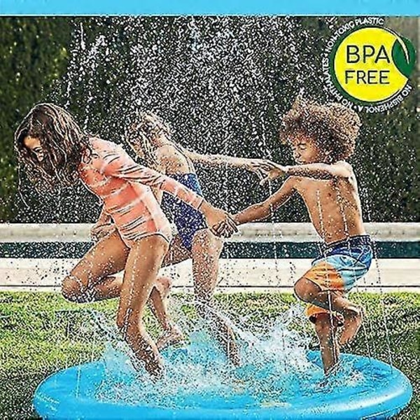 (68\") Splash Pad Sprinkler Barnpool Vattenleksaker, Uppblåsbar Utomhuspool för Barn