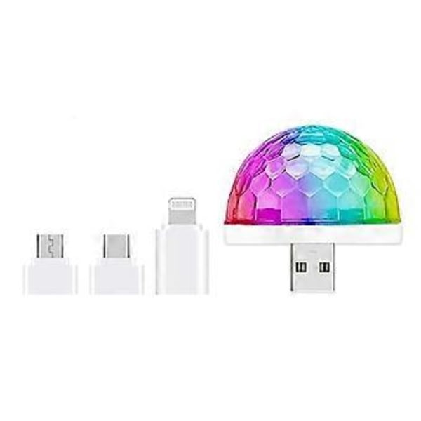 Mini diskokuglelampe USB, diskokugle LED-festlampe stemmestyret diskofestlys musikstyret diskolys effekter diskolys til børn