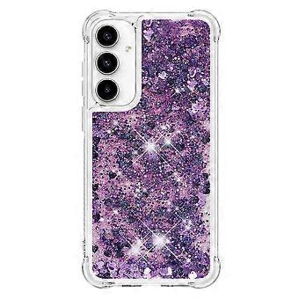 För Samsung Galaxy A35 5G TPU Skal Glitter Kvicksand Stötsäkert Telefon Baksida (Mörklila/Hjärtan)