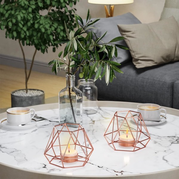 Ljusstake, Ljusstake, 2 stycken Geometriska Teeljus