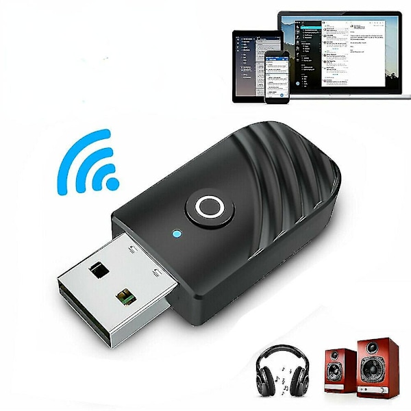 Trådløs USB Bluetooth 5.0 Audio Sender Mottaker 3-i-1 Adapter for PC TV Bil