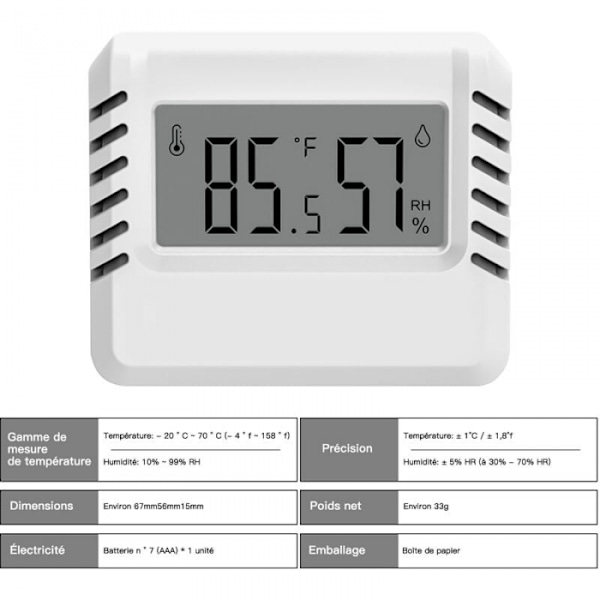 Digitalt termometer hygrometer, 2 stk. mini indendørs termometer, Lar