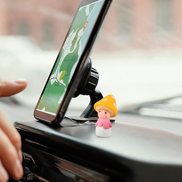 4 stk søte soppbil-dashbordpynt, Kawaii mini soppbil-dekor i harpiks