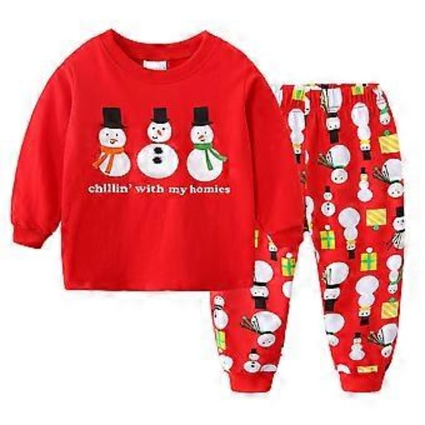 Julpyjamas för barn, pojkar och flickor, pyjamas, pyjamasset, småbarn, långärmad topp, byxor, nattkläder, jultema, loungewear (7-8 år D)