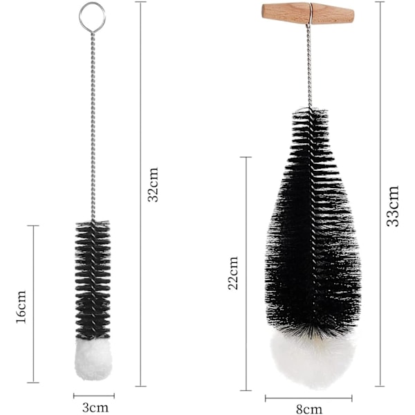 Sæt med 2 flaskebørste rengøringsbørster flaskebørste avanceret rengøring