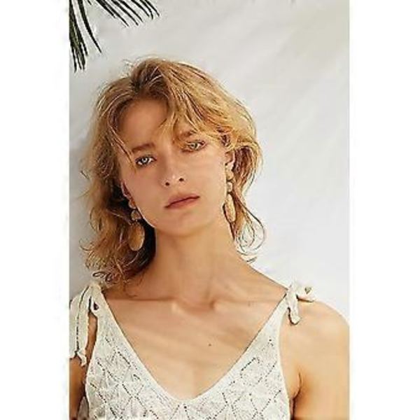Boho Raffia-kulerørringer for kvinner, Statement Raffia Runde Dråpeørringer - Sommerstrandferie Smykker