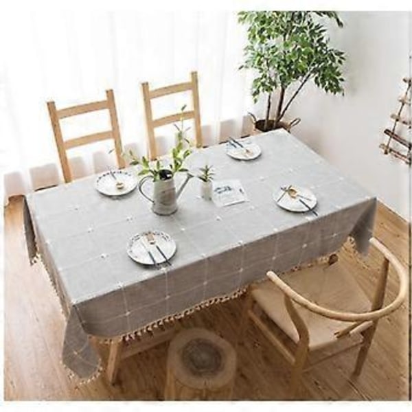 Oubonun Rustikk Gitter Dukserviett Bomullslin Bomullslin Grå Kvadratiske Dukservietter for Kjøkken Spisestue, Fest, Ferie, Jul, Buffet, 55\"x55\"  stil 1311