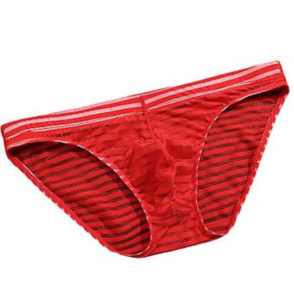 Fianao Herrar Underkläder Solid Färg Stripe Sömlös Mesh Herrar Kalsonger för Inne Bär (M Röd)