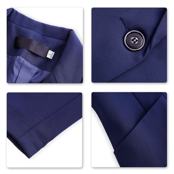 Yynuda Womens 2-piece Notched Lapel Jacket One Button Slim Business Suit (blazer + Pants) Navy  Blue Navy  Blue XL