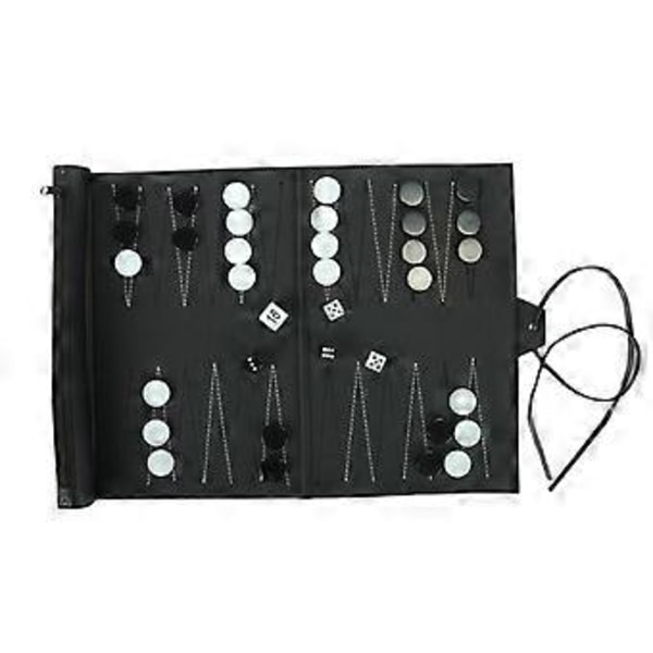 Matka- ja vapaa-ajan PU-nahkainen rullattava backgammon-setti aikuisille ja lapsille