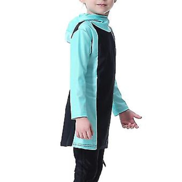 Barn Flickor Muslimsk Islamisk Baddräkt Simdräkt Modest Burkini Heltäckande Hög Kvalitet (11-12 År Ljusgrön)