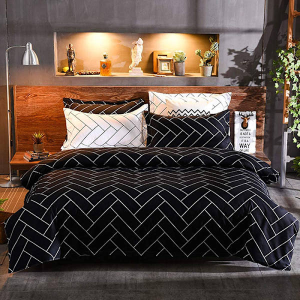 Quilt Cover Set - Sort/Hvid(A)
