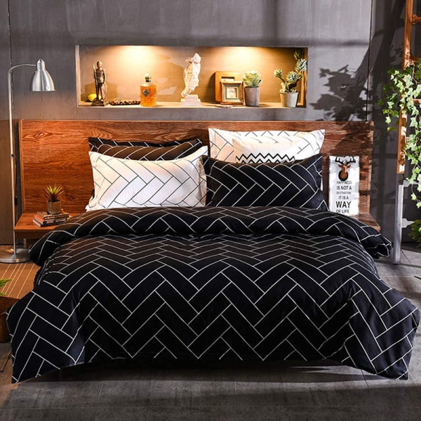 Quilt Cover Set - Sort/Hvid(C)