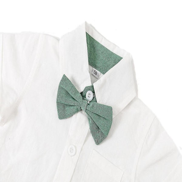 Infant Baby Boys Gentleman Outfits Suits Bowtie Suspenders Shorts Formal Outfit Green 3-6M