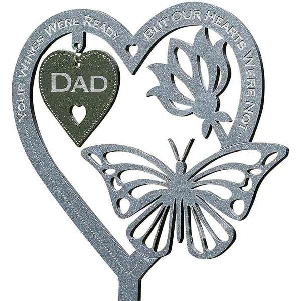 Minnesgåva Hjärtformad fjärilsprydnadsplakett med påle Perfekt för mors dag gravträdgårdsdekorgrey1st