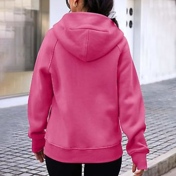 Dragkedja Hoodie för Kvinnor Fleecejackor Tröjor Höstkläder Tröjor Med Fickor Vinter Y2k Kläder XXL Rosa