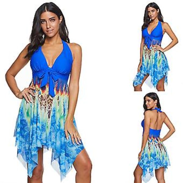 Pigebikini med nederdel - Plus Size - Split Bikini - Kvinders Badetøj 3XL