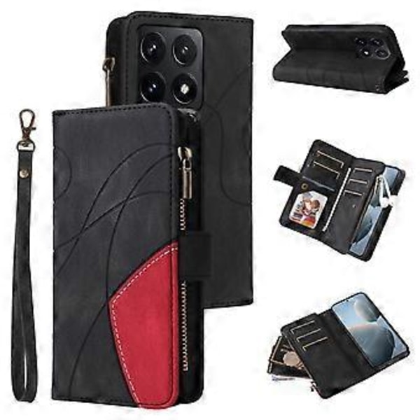 KT Multi-Function Series-5 Til Xiaomi 14T Etui Lynlås Pung Læder Telefon Cover Stativ (Style B)