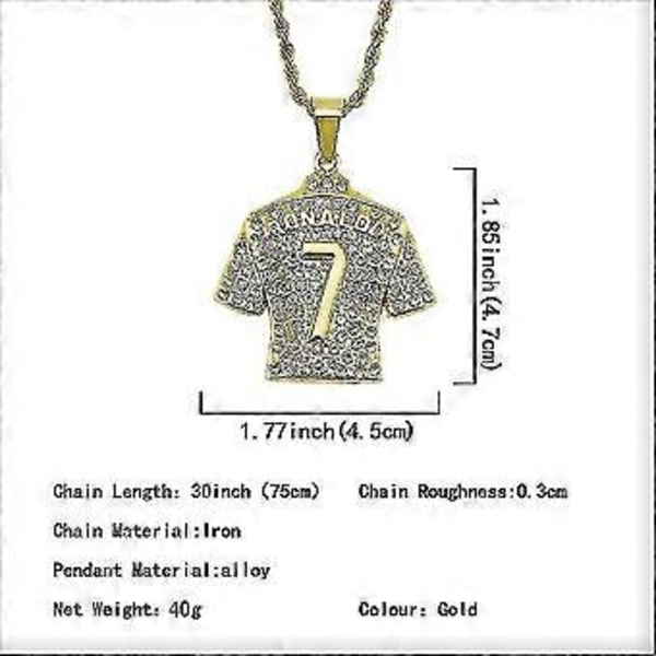 Halsbandshänge i Jersey för män, Hip Hop Ronaldo No.7 Jersey Halsband Flerfärgat Valfritt (Silver)