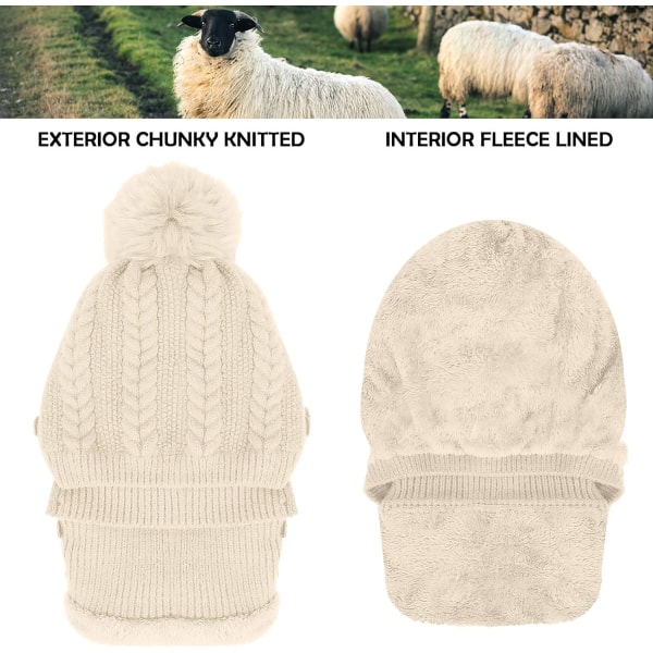 Winter Warm Knitted Beanie And Neck Gaiter Sets,Flexible Knitted