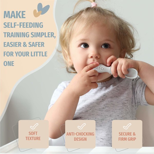 Silikon Babyskjeer for Baby Led Weaning 3-pakning, Første Steg Tod