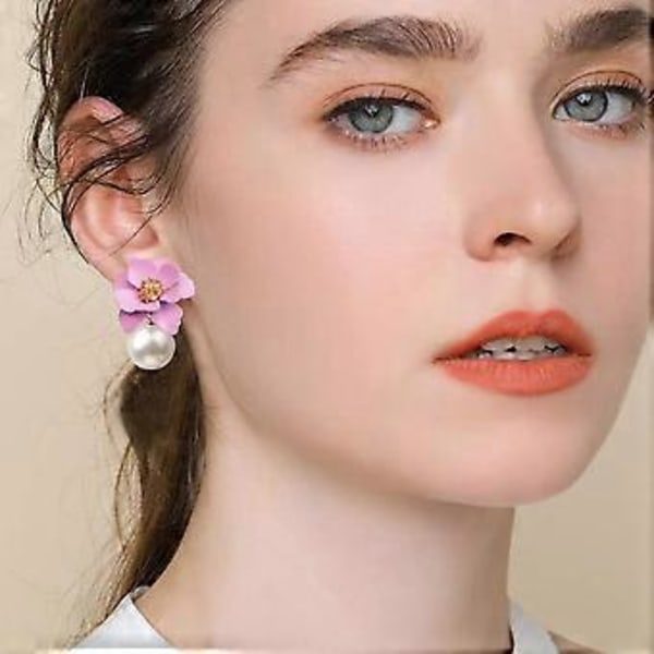 Heyone 2 Par Chic Boho Matta Blomma Statement Örhängen Set med Guld Blomma Knopp för Kvinnor Syster Mamma Älskare och Vänner (247)