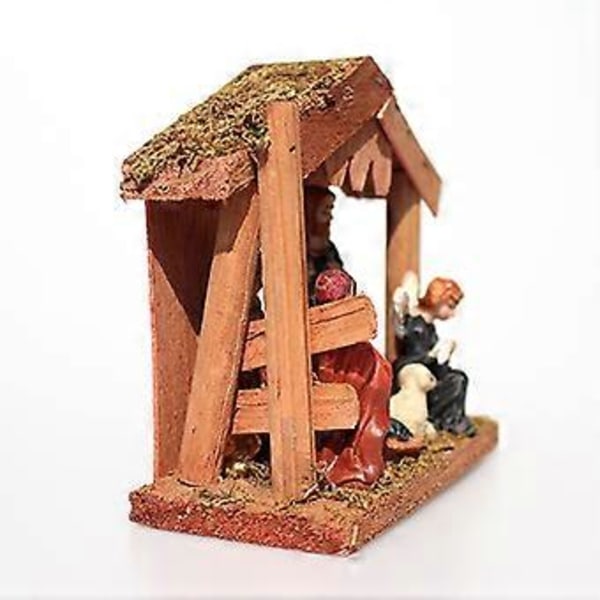 Julepynt Julekrybbe Ornamenter Jesu Fødsel Krybbe Kammer Jesus Fødselsscene Religiøse Kirkepynt 14*7*13cm (A)