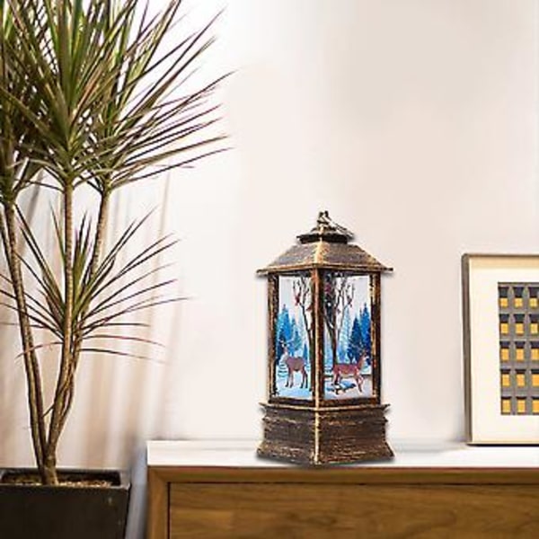 Juleflamme Lantern Nisse Juldekorasjon Lampe Jule-LED Lysende Ornament Lysestake Lampe Bronse Engel Stil GG