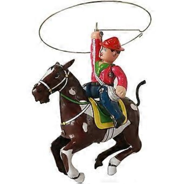 Vintage Metal Tin Staute Skulptur Optræk Legetøj Retro Cowboy Ornament Håndværk Til Dekoration Nytårsfest Gavegaver 1 stk