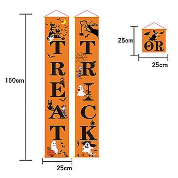 Halloween Slik-eller-Snyd Dørhængende Skilt Banner Party Hjem Dekorationer Rekvisit (Orange)