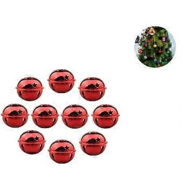 10 stk. Jingle Bells Julepynt Multifarget Jingle Bells Juletrær Ornament Bell for Juledekorasjon - 5cm (Rød)