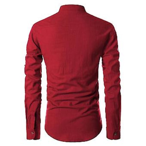 Miesten pitkähihainen T-paita vetoketjulla, rento, slim fit, pystykauluspaidat, laadukkaat (XL Punainen)