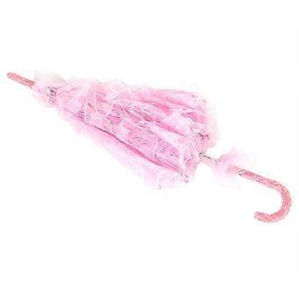 Bröllops-spets-parasoll i bomull för bröllopsfester, dans, fotorekvisita (rosa)