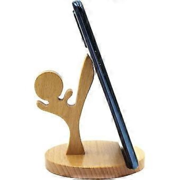 Cartoon Mobiltelefonhållare Stativ Trä Smartphone Skrivbordsställ för Alla