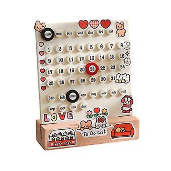 Kreativitets Trærunde Ringe Kalender DIY Personlig Ferrule Kalender Ornament til Hjem Soveværelse (Hvid)