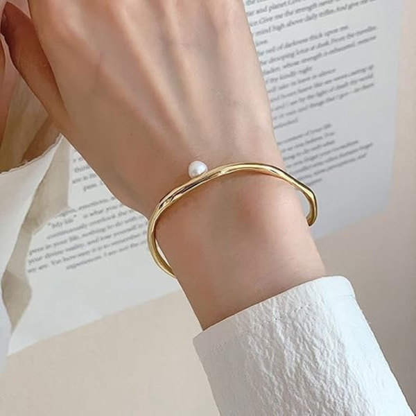 Perle Armbånd til Kvinder, 2 Stk/sæt Perle Armbånd Venner Gaver Kvinder Dobbelt Lag Vintage Åbning Bangles OT Spænde Armbånd Smykker