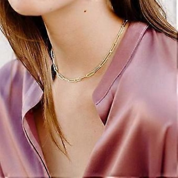 Snygga Lager-Initialhalsband för Kvinnor, Trendiga, 14K Riktigt Förgyllt Pappersklippskedjehalsband, Söt Hexagon Brevberlock, Initial Choker Halsband G
