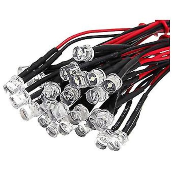 20cm 12v Johdotettu LED-valo, LED-sarja: 5mm Litteä huippu, Väri: punainen Määrä: 10kpl [JKW] ( )