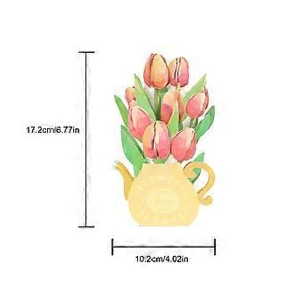 Hilsenskort Tredimensionalt Flerfarvet Mors Dag Papir 3D Skrivebordsdekoration Kreativ Unik Blomst Gavekort (A)