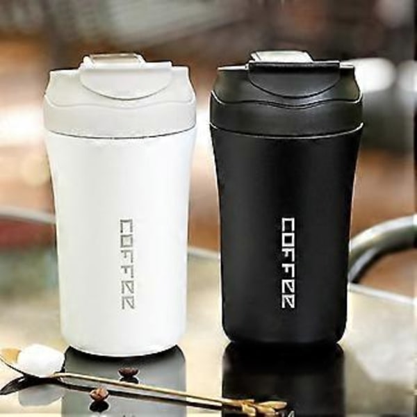 400ml Dubbel Rostfri Stål Kaffe Termosmugg Med Sugrör Multifunktionell Bil Vakuumflaska Bärbar Rese Isolerad Mugg Blå