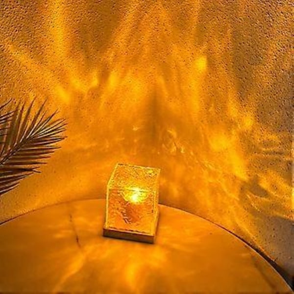 Roterende Vandmønster Natlys Kreativ Sengelampe Flamme Atmosfærisk Lampe Dynamisk Bordlampe (monokrom)