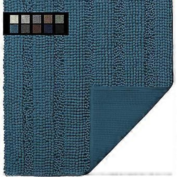 Luksusinen Chenille-raidallinen kylpymatto, 18x25 tuumaa, Pehmeä ja pörröinen kylpymatto, Imuva kylpyhuoneen matto, Liukumaton täydellinen matto suihkuun, makuuhuoneeseen, 
